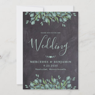 Rustikale Eukalyptus Greenery QR Code Wedding Einladung