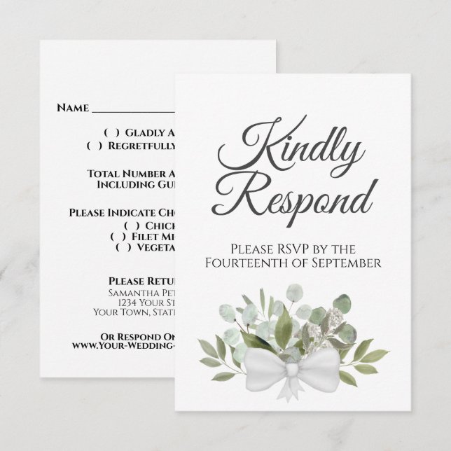 Rustikale Eukalyptus & Greenery Sage Green Wedding RSVP Karte (Vorne/Hinten)