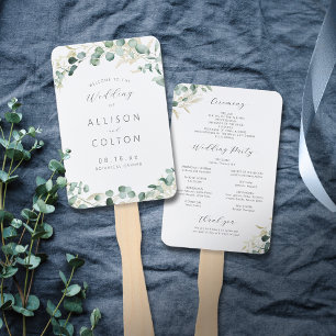 Rustikale Eukalyptus-Grüne Boho Hochzeitsprogramm Fächer