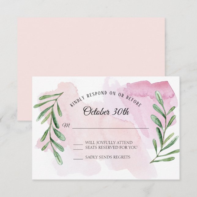 Rustikale Eukalyptus Grüne Moderne Aquarellfarben  Einladung (Vorne/Hinten)