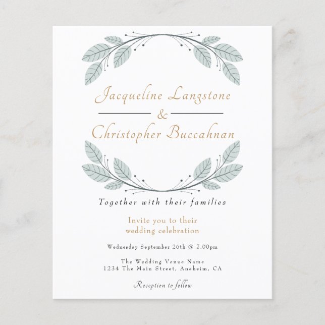 Rustikale Eukalyptus-Hochzeitseinladungen Flyer (Vorne)