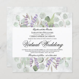 Rustikale Eukalyptus & Lavender Virtual Wedding Einladung