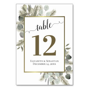 Rustikale Eukalyptus & Pine Elegante Boho Wedding Tischnummer