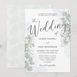 Rustikale Eukalyptus Sage Green Wedding Einladung