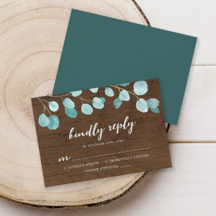 Rustikale Eukalyptus und braunes Holz - Freundlich RSVP Karte