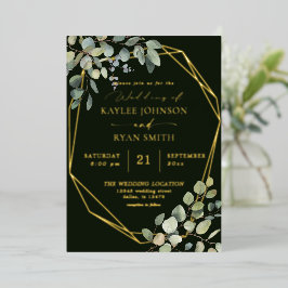 Rustikale Eukalyptus- und Goldrahmen-Hochzeit voll Folieneinladung