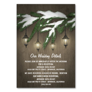 Rustikale Evergreen Lantern Hochzeitkarten Tischnummer