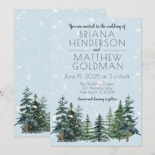 Rustikale Evergreen Winter Pine Trees Wedding Einladung