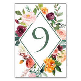 Rustikale Fall-Blume: Grüne Tischnummern 9