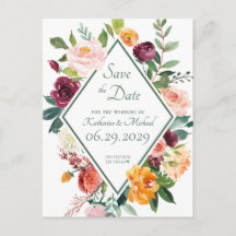 Rustikale Fall-Blume Sage Green Save the Date