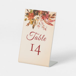 Rustikale Fall Floral Elfenbein Hochzeit Tischnumm Sockelschild