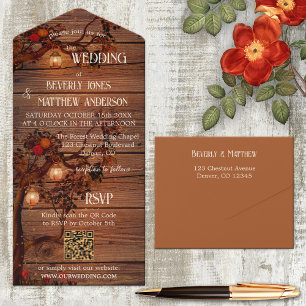 Rustikale Fall Lanterns Terra Cotta Wedding All In One Einladung