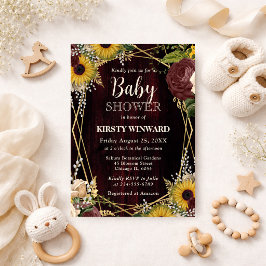Rustikale Fall Sonnenblumen Holzrahmen Babydusche Einladung