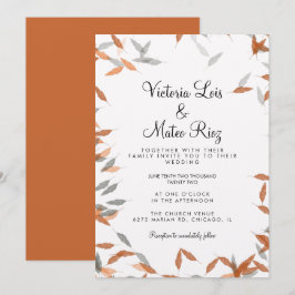 Rustikale Falling Leaf Pampas Floating Wedding Einladung