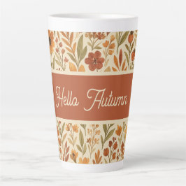 Rustikale Fallvibe Blume - Hallo Herbsttypografie Milchtasse