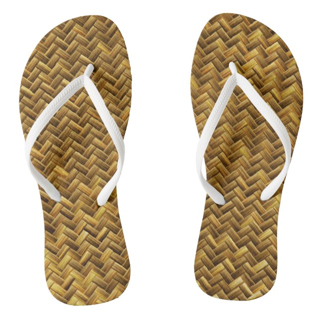 Rustikale falsche Bambuskorbflechtmuster-Textur Flip Flops (Fußbett)