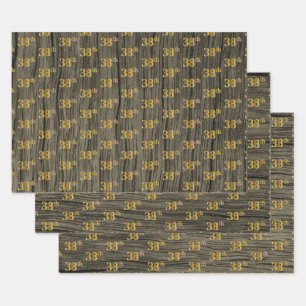 Rustikale falsche Holzmaserung, elegante falsche G Geschenkpapier Set