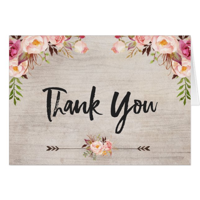 Rustikale Faltkarte für den Boho (Vorderseite (Horizontal))