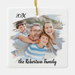 Rustikale Familie Zwei Fotos Moderne Pinselstrich Keramikornament