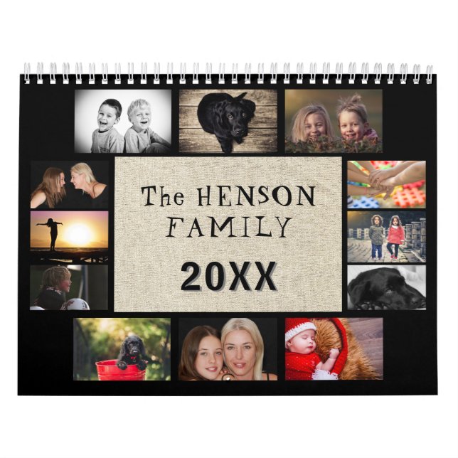 Rustikale Familien Monatliche Fotos Jahr 2026 Kalender (Titelbild)