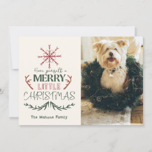 Rustikale Familien-Pet-2-Foto-Frohe-Weihnachten Feiertagskarte