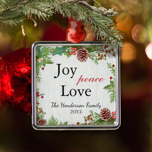 Rustikale Familienfreude Liebe Weihnachten Ornament Aus Metall