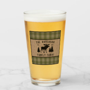 Rustikale Familienhütte Elche Kieferngrün Kariert Glas