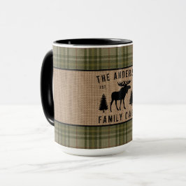 Rustikale Familienhütte Elche Kieferngrün Kariert Tasse
