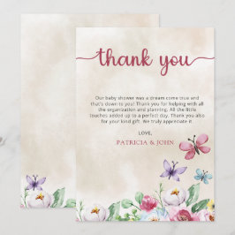Rustikale farbenfrohe Blumenschmetterlinge Babydus Dankeskarte