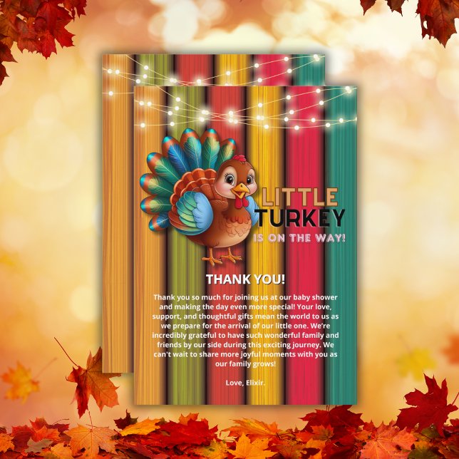 Rustikale, farbenfrohe kleine Türkei Babydusche Dankeskarte (Von Creator hochgeladen)
