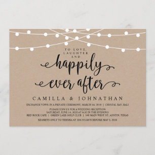 Rustikale Farm String Lights, Kraft Wedding Elopem Einladung