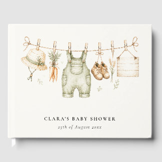 Rustikale Farm Wäscheleine Wasserfarbe Baby Shower Gästebuch