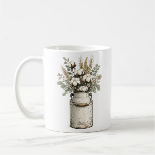 Rustikale Farmhouse-Baumwoll- und Eukalyptus-Tasse Kaffeetasse