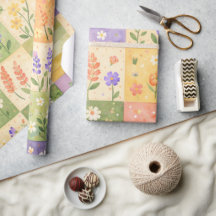 Rustikale Farmhouse-Grün- und Lila-Quilt-Patchwork