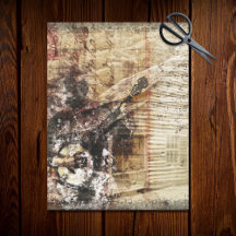 Rustikale Farmhouse-Hütten-Banjo-Spieler-Decoupage