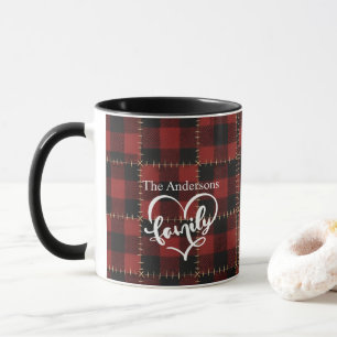 Rustikale Farmhouse-Rot-Buffalo-Karo-Familienname Tasse