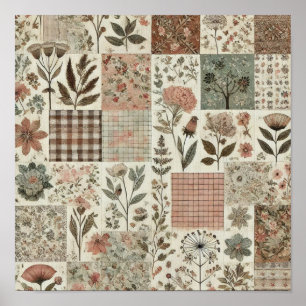 Rustikale Farmhouse-Salbei-Grüne Patchwork-Quilt-B Poster