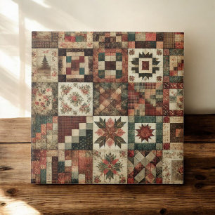 Rustikale Farmhouse-Terrakotta-Quilt-Patchwork-Blu Fliese