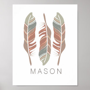 Rustikale Federn Personalisierte Boy Wall Art Prin Poster