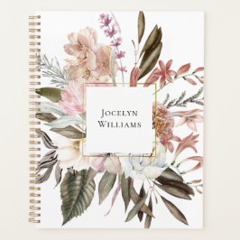 Rustikale Feminine Floral Bouquet mit Namen Planer