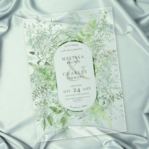 Rustikale Fern Green Foliage Smaragdgrüne Hochzeit Acryleinladungen