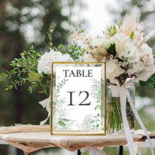 Rustikale Fern Green Foliage White Wedding Tischnummer
