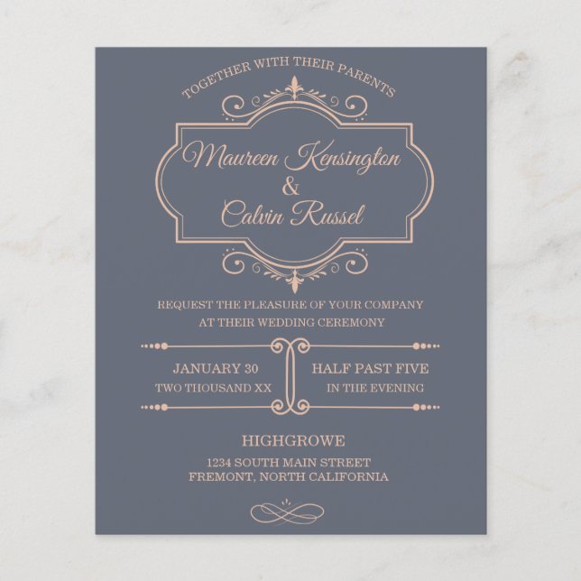 Rustikale Filigree, Einladung zur Hochzeit Flyer (Vorne)