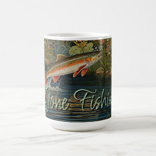 Rustikale Fisch Angel Fliegenfischen Gone fishin" Kaffeetasse