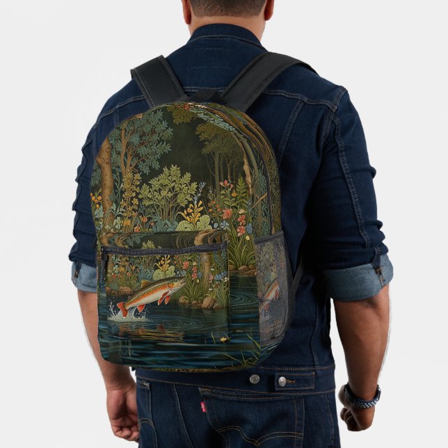 Rustikale Fischangeln Fliegenfischen Bedruckter Rucksack (Insitu (Modell))