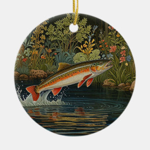 Rustikale Fischangeln Fliegenfischen Keramik Ornament