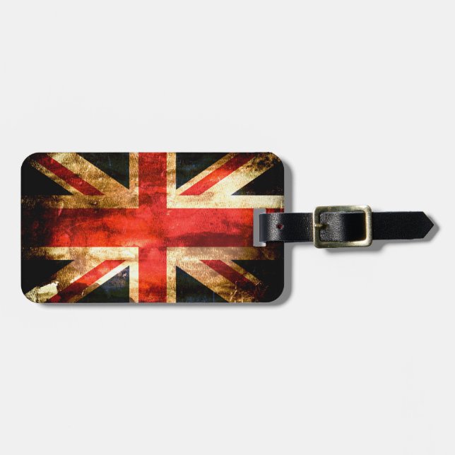 Rustikale Flagge für Großbritannien Gepäckanhänger (Vorderseite horizontal)