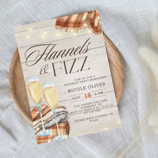 Rustikale Flannels & Fizz Fall Geburtstag Einladung