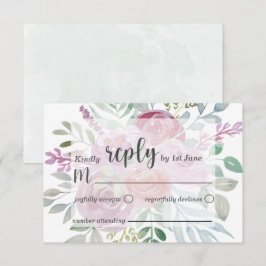 Rustikale Flora Pink & Burgund UAWG Wedding RSVP Karte