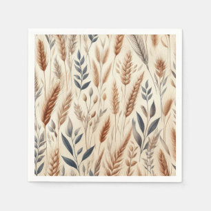 Rustikale Flora Watercolor Wheat Elegante Hochzeit Serviette